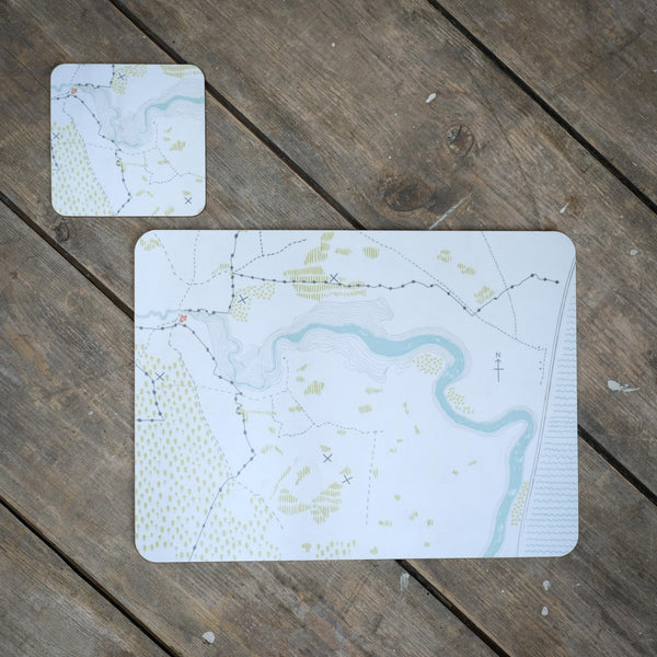 Snape Maltings Collection Map Design Coaster