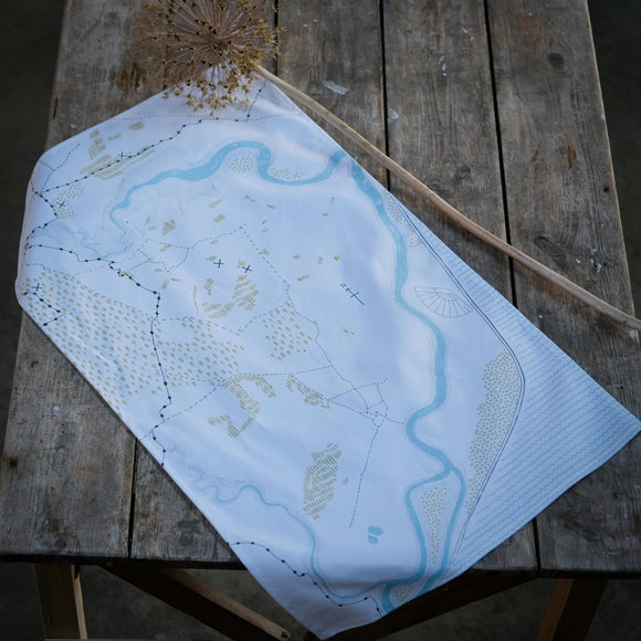   Snape Maltings Collection Map Design Cotton Tea Towel