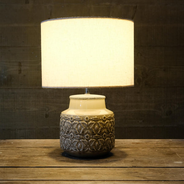 Snape Maltings Cream Patterned Ceramic Lamp